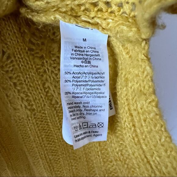 J. Crew Pointelle Knit Mock Neck Yellow Sweater - Picture 7 of 9